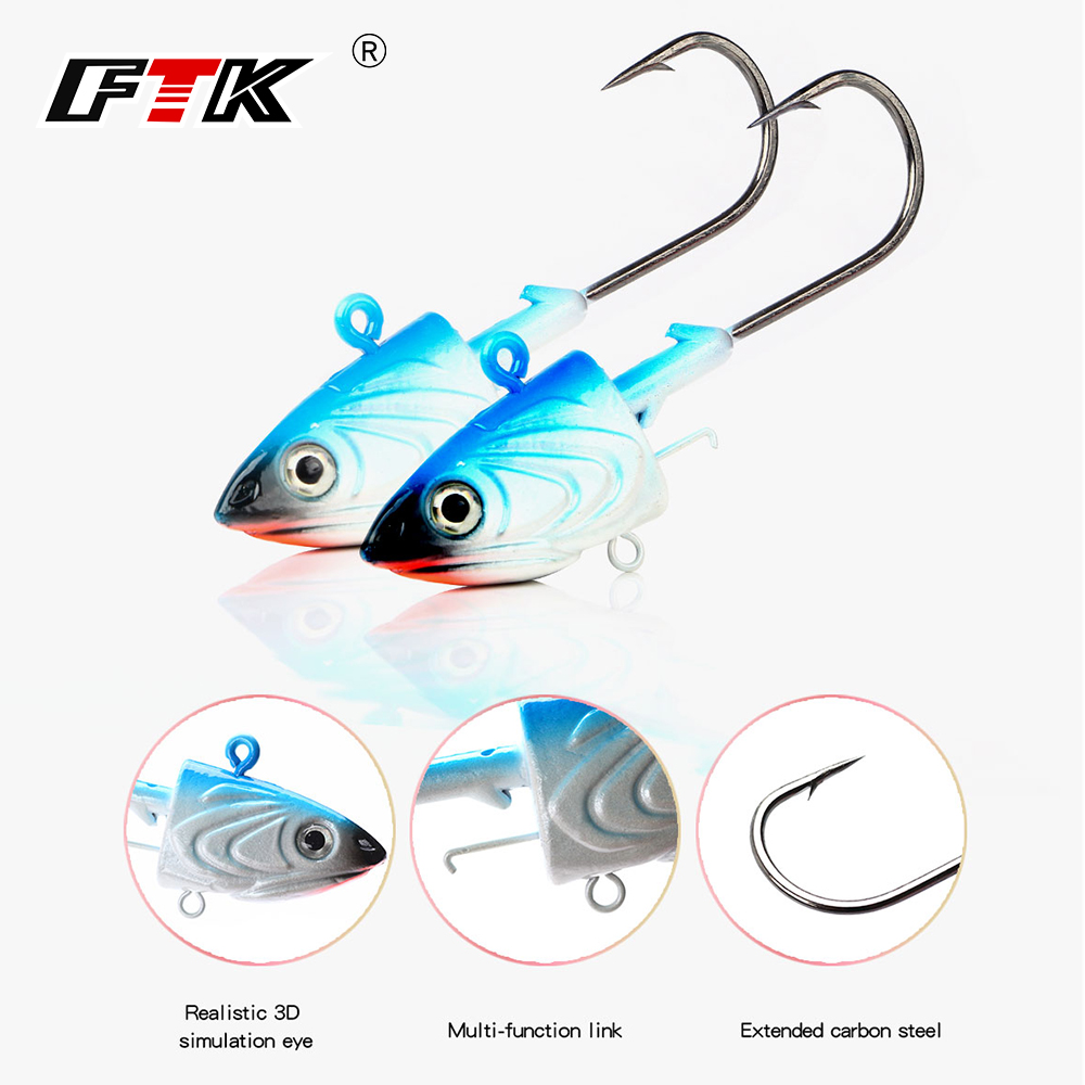 FTK 2 قطعة خطاف صيد السمك برأس - مراجعة Fishing Lure Soft Plastic وسعره